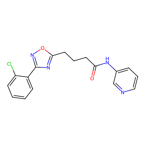 4-[3-(2-chlorophenyl)-1,2,4-oxadiazol-5-yl]-N-pyridin-3-ylbutanamide structure