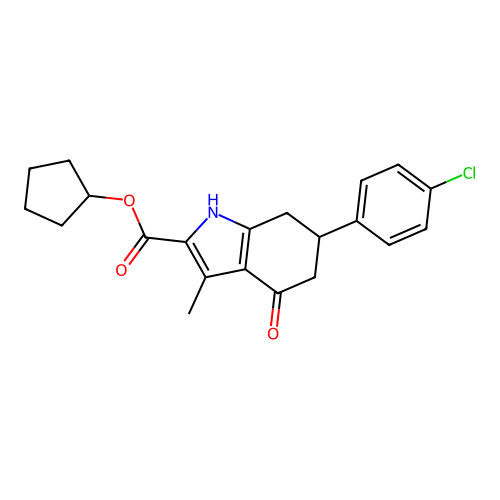 cyclopentyl 6-(4-chlorophenyl)-3-methyl-4-oxo-4,5,6,7-tetrahydro-1H-indole-2-carboxylate structure