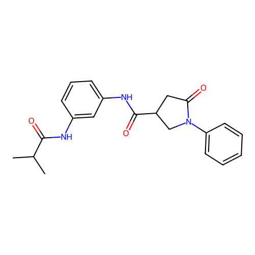 N-[3-(2-methylpropanoylamino)phenyl]-5-oxo-1-phenylpyrrolidine-3-carboxamide structure