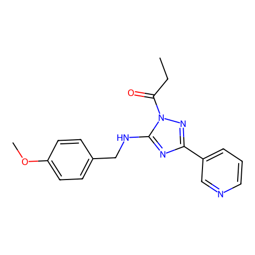 N-(4-methoxybenzyl)-1-propionyl-3-(3-pyridinyl)-1H-1,2,4-triazol-5-amine structure