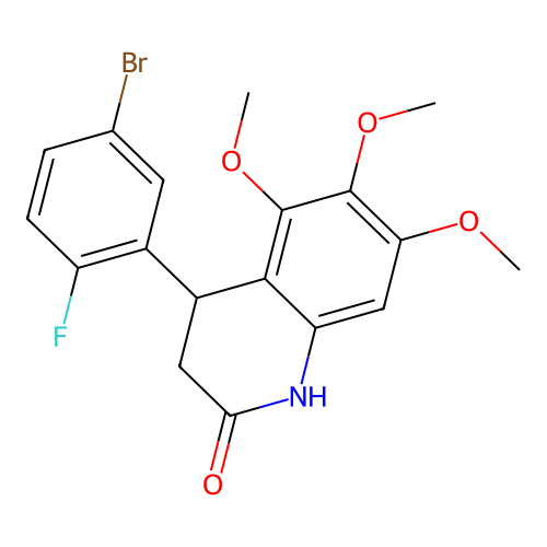 4-(5-bromo-2-fluorophenyl)-5,6,7-trimethoxy-3,4-dihydroquinolin-2(1H)-one structure