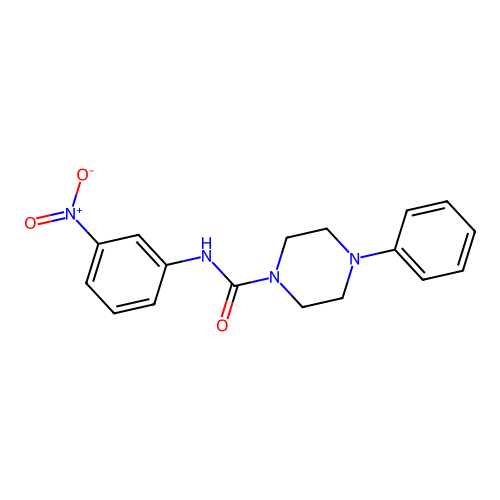 N-(3-nitrophenyl)-4-phenylpiperazine-1-carboxamide structure