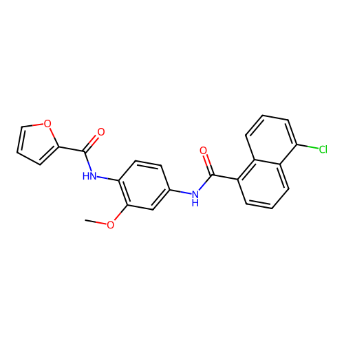 N-[4-[(5-chloronaphthalene-1-carbonyl)amino]-2-methoxyphenyl]furan-2-carboxamide structure