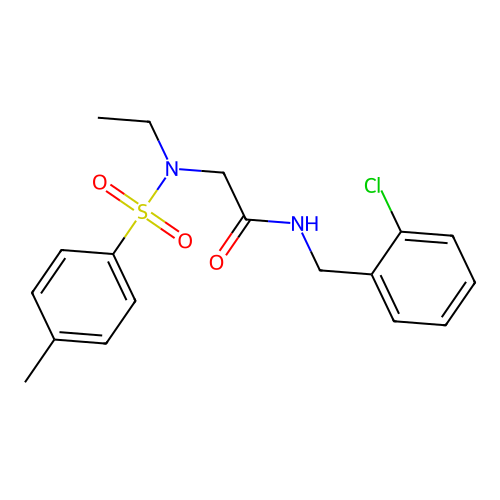 N-[(2-chlorophenyl)methyl]-2-[ethyl-(4-methylphenyl)sulfonylamino]acetamide structure