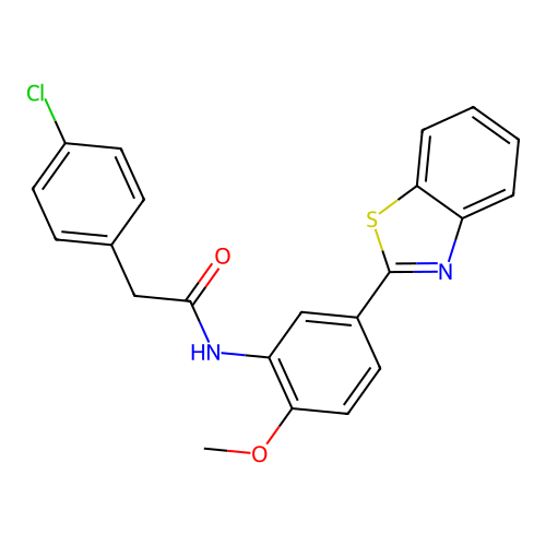 N-[5-(1,3-benzothiazol-2-yl)-2-methoxyphenyl]-2-(4-chlorophenyl)acetamide structure