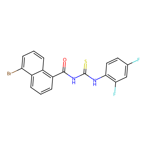 5-bromo-N-[(2,4-difluorophenyl)carbamothioyl]naphthalene-1-carboxamide structure