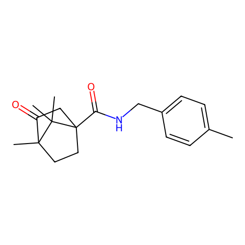 4,7,7-trimethyl-N-(4-methylbenzyl)-3-oxobicyclo[2.2.1]heptane-1-carboxamide structure