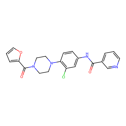 N-[3-chloro-4-[4-(furan-2-carbonyl)piperazin-1-yl]phenyl]pyridine-3-carboxamide structure
