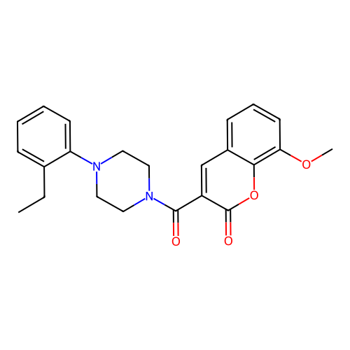 3-[4-(2-ethylphenyl)piperazine-1-carbonyl]-8-methoxy-2H-chromen-2-one structure
