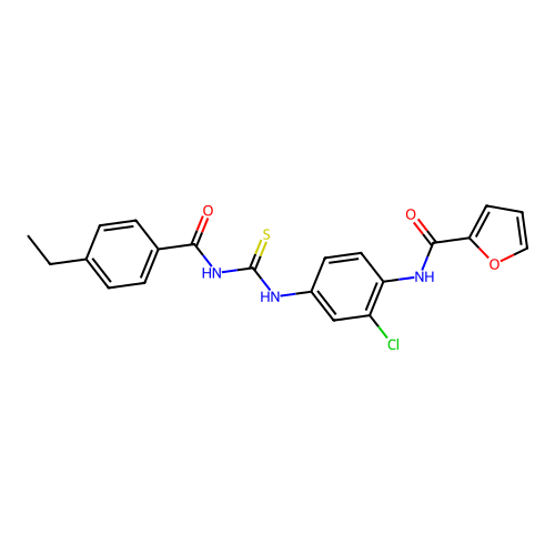 N-[2-chloro-4-[(4-ethylbenzoyl)carbamothioylamino]phenyl]furan-2-carboxamide structure