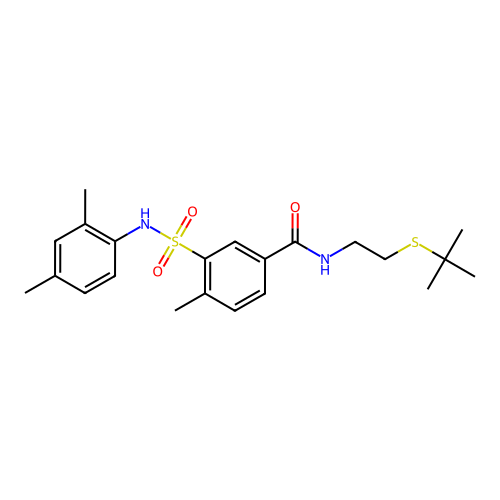 N-(2-tert-butylsulfanylethyl)-3-[(2,4-dimethylphenyl)sulfamoyl]-4-methylbenzamide structure