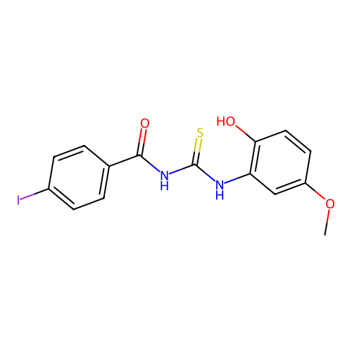N-[(2-hydroxy-5-methoxyphenyl)carbamothioyl]-4-iodobenzamide structure