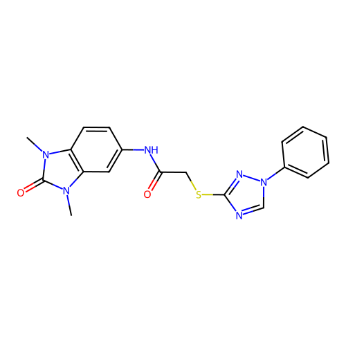N-(1,3-dimethyl-2-oxobenzimidazol-5-yl)-2-[(1-phenyl-1,2,4-triazol-3-yl)sulfanyl]acetamide structure