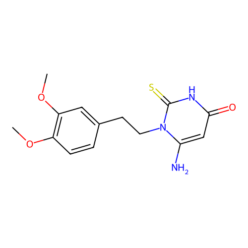 6-amino-1-(3,4-dimethoxyphenethyl)-2-thioxo-2,3-dihydropyrimidin-4(1H)-one structure