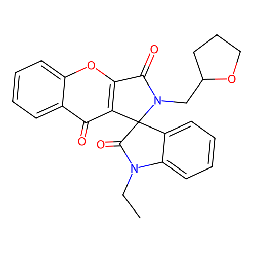 1'-ethyl-2-(oxolan-2-ylmethyl)spiro[chromeno[2,3-c]pyrrole-1,3'-indole]-2',3,9-trione structure
