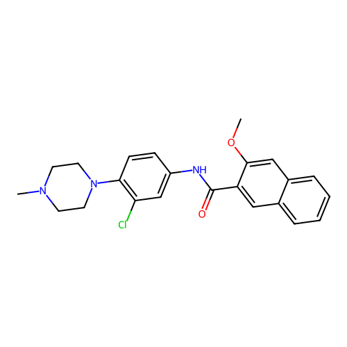 N-[3-chloro-4-(4-methylpiperazin-1-yl)phenyl]-3-methoxynaphthalene-2-carboxamide structure