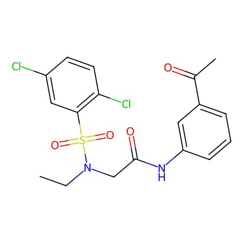 N-(3-acetylphenyl)-2-[(2,5-dichlorophenyl)sulfonyl-ethylamino]acetamide structure