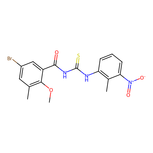5-bromo-2-methoxy-3-methyl-N-[(2-methyl-3-nitrophenyl)carbamothioyl]benzamide structure