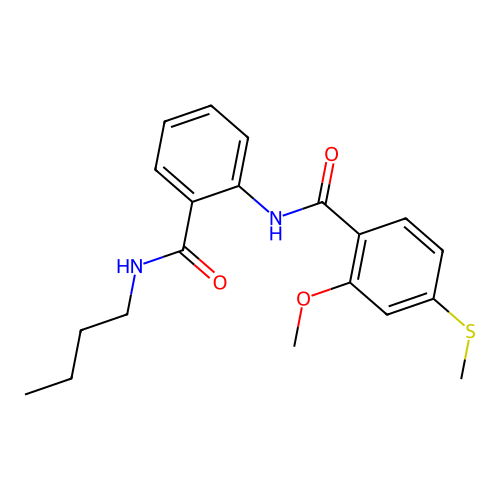 N-[2-(butylcarbamoyl)phenyl]-2-methoxy-4-methylsulfanylbenzamide structure