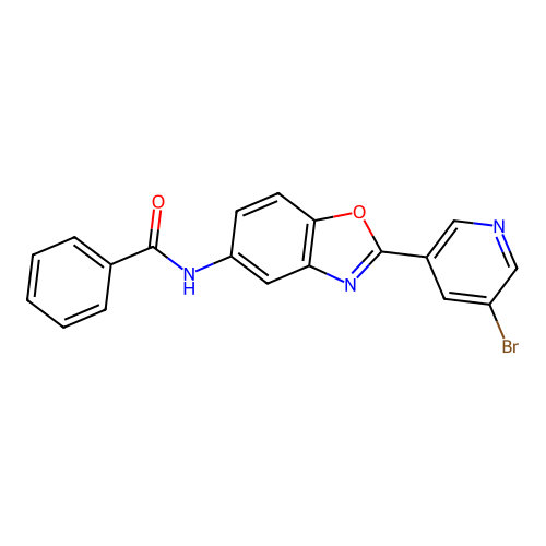 N-[2-(5-bromopyridin-3-yl)-1,3-benzoxazol-5-yl]benzamide structure