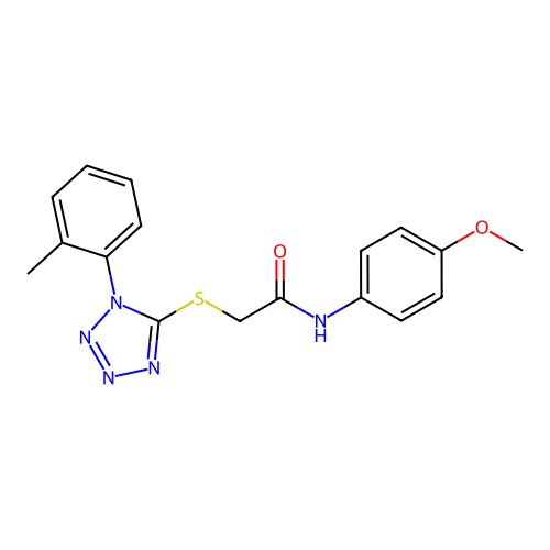 N-(4-methoxyphenyl)-2-[1-(2-methylphenyl)tetrazol-5-yl]sulfanylacetamide structure