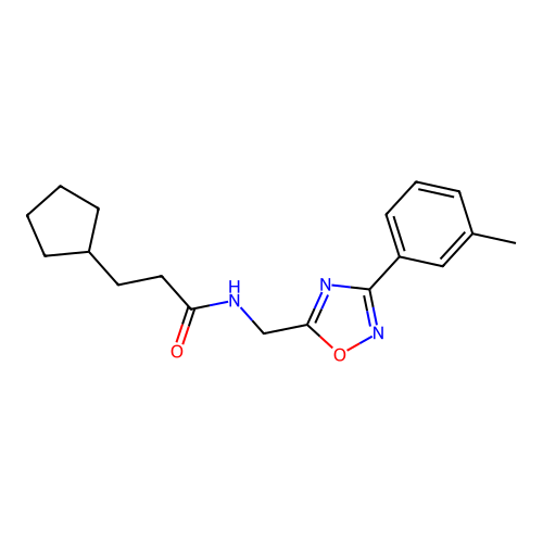 3-cyclopentyl-N-[[3-(3-methylphenyl)-1,2,4-oxadiazol-5-yl]methyl]propanamide structure