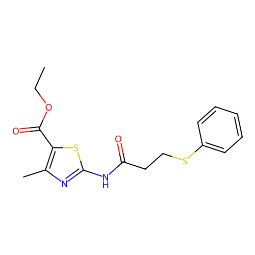 Ethyl 4-methyl-2-(3-phenylthiopropanoylamino)-1,3-thiazole-5-carboxylate structure