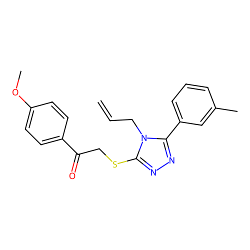 1-(4-methoxyphenyl)-2-[[5-(3-methylphenyl)-4-prop-2-enyl-1,2,4-triazol-3-yl]sulfanyl]ethanone structure