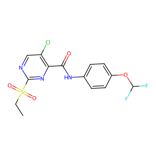 5-chloro-N-[4-(difluoromethoxy)phenyl]-2-ethylsulfonylpyrimidine-4-carboxamide structure