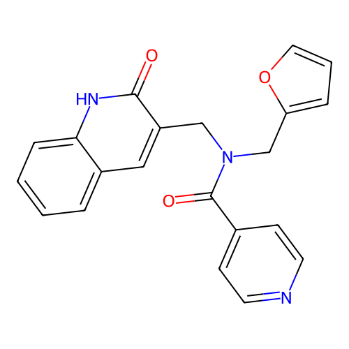 N-(furan-2-ylmethyl)-N-[(2-oxo-1H-quinolin-3-yl)methyl]pyridine-4-carboxamide structure