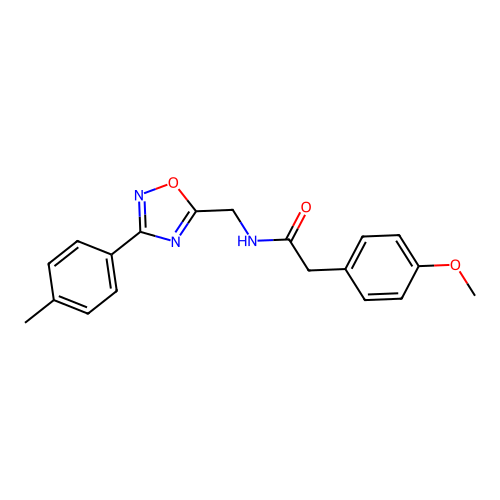2-(4-methoxyphenyl)-N-[[3-(4-methylphenyl)-1,2,4-oxadiazol-5-yl]methyl]acetamide structure