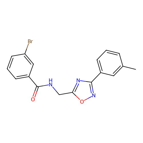 3-bromo-N-[[3-(3-methylphenyl)-1,2,4-oxadiazol-5-yl]methyl]benzamide structure