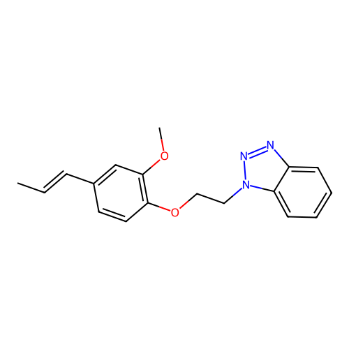 1-[2-[2-methoxy-4-[(E)-prop-1-enyl]phenoxy]ethyl]benzotriazole structure