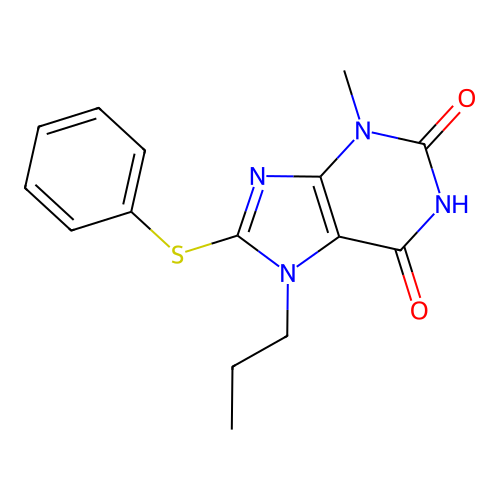 3-Methyl-8-phenylthio-7-propyl-1,3,7-trihydropurine-2,6-dione structure