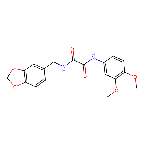 N-(1,3-benzodioxol-5-ylmethyl)-N'-(3,4-dimethoxyphenyl)oxamide structure