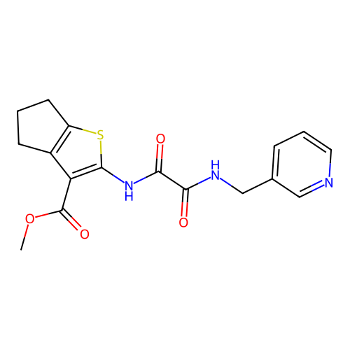 methyl 2-[[2-oxo-2-(pyridin-3-ylmethylamino)acetyl]amino]-5,6-dihydro-4H-cyclopenta[b]thiophene-3-carboxylate structure