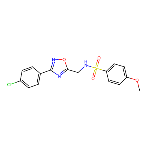 N-[[3-(4-chlorophenyl)-1,2,4-oxadiazol-5-yl]methyl]-4-methoxybenzenesulfonamide structure