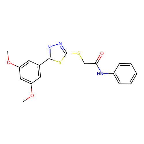 2-[[5-(3,5-dimethoxyphenyl)-1,3,4-thiadiazol-2-yl]sulfanyl]-N-phenylacetamide structure