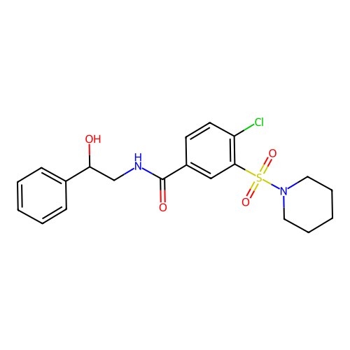 4-chloro-N-(2-hydroxy-2-phenylethyl)-3-(piperidin-1-ylsulfonyl)benzamide structure