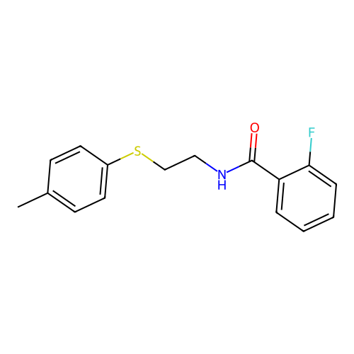 2-fluoro-N-[2-(4-methylphenyl)sulfanylethyl]benzamide structure