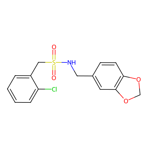 N-(1,3-benzodioxol-5-ylmethyl)-1-(2-chlorophenyl)methanesulfonamide structure