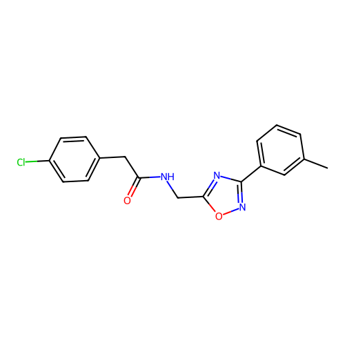 2-(4-chlorophenyl)-N-[[3-(3-methylphenyl)-1,2,4-oxadiazol-5-yl]methyl]acetamide structure