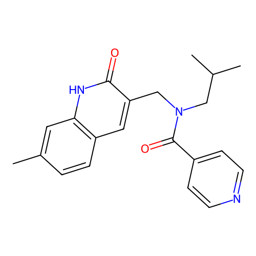 N-[(7-methyl-2-oxo-1H-quinolin-3-yl)methyl]-N-(2-methylpropyl)pyridine-4-carboxamide structure