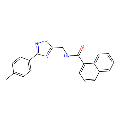 N-[[3-(4-methylphenyl)-1,2,4-oxadiazol-5-yl]methyl]naphthalene-1-carboxamide structure