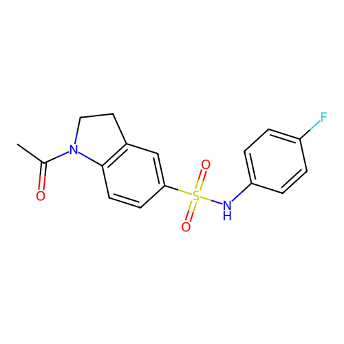 1-acetyl-N-(4-fluorophenyl)-2,3-dihydro-1H-indole-5-sulfonamide structure