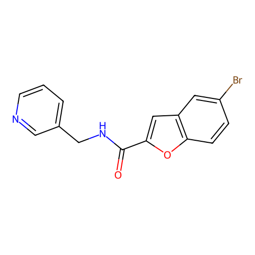 5-bromo-N-(pyridin-3-ylmethyl)-1-benzofuran-2-carboxamide structure