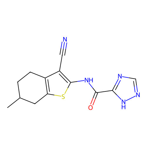 N-(3-cyano-6-methyl-4,5,6,7-tetrahydro-1-benzothiophen-2-yl)-1H-1,2,4-triazole-5-carboxamide structure