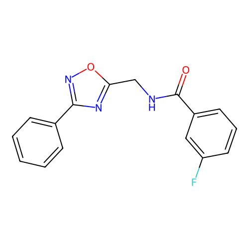 3-Fluoro-N-((3-phenyl-1,2,4-oxadiazol-5-yl)methyl)benzamide structure