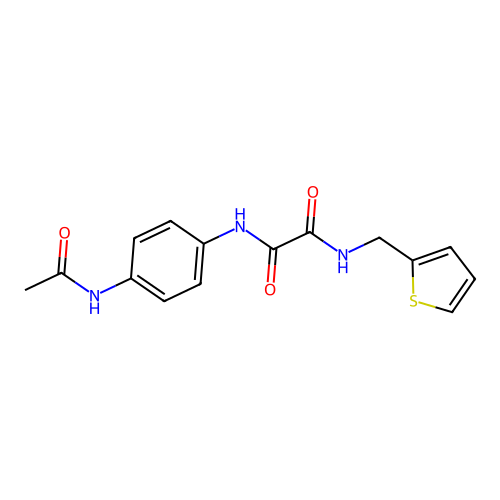 N1-(4-acetamidophenyl)-N2-(thiophen-2-ylmethyl)oxalamide structure