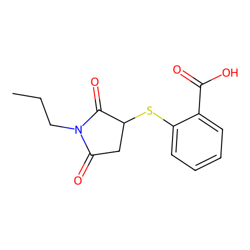 2-[(2,5-Dioxo-1-propylpyrrolidin-3-yl)sulfanyl]benzoic acid structure